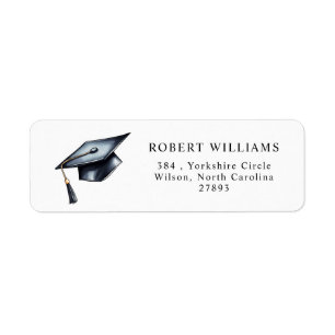 Black Graduation Cap Graduation Return Address