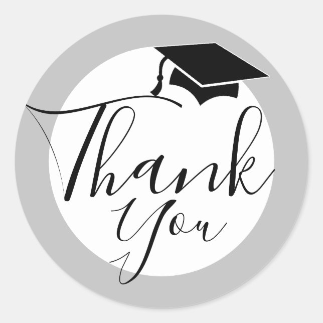 Black Graduation Cap | Graduation Thank You Classic Round Sticker (Front)