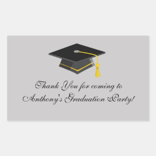 Black Graduation Cap Thank You Rectangle Sticker