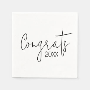 Black Graduation Congrats On White Napkin