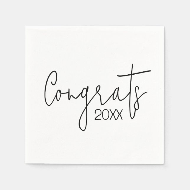 Black Graduation Congrats On White Napkin (Front)