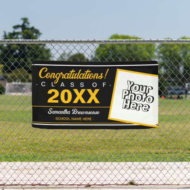 Black Graduation for Class of 2023 Photo School Banner (Insitu)