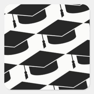 black graduation hat / grad cap square sticker