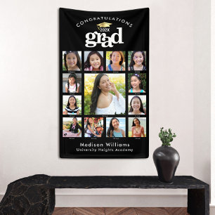 Black Graduation K–12 Photo Collage Bold Modern Banner