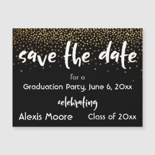Black Graduation Party Save the Date Magnetic Card