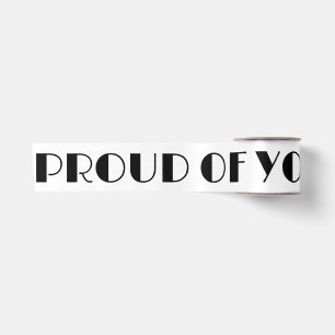 Black Graduation Proud Of You Text On White Satin Ribbon