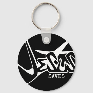 Black Graffiti Jesus Saves Key Ring