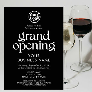 Black Grand Opening Business Logo Minimalist Invitation