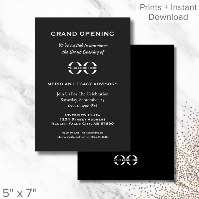 Black Grand Opening Invitation with Logo (Creator Uploaded)
