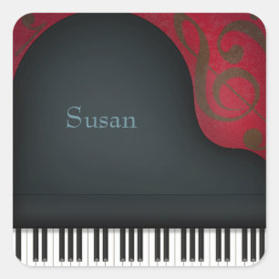 Black Grand Piano Custom Name Stickers