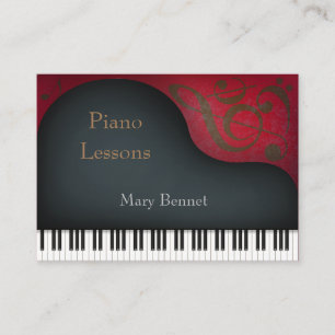 Black Grand Piano Music Professional & Educator Business Card