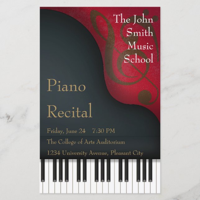 Black Grand Piano Recital Poster &.Concert Program (Front)