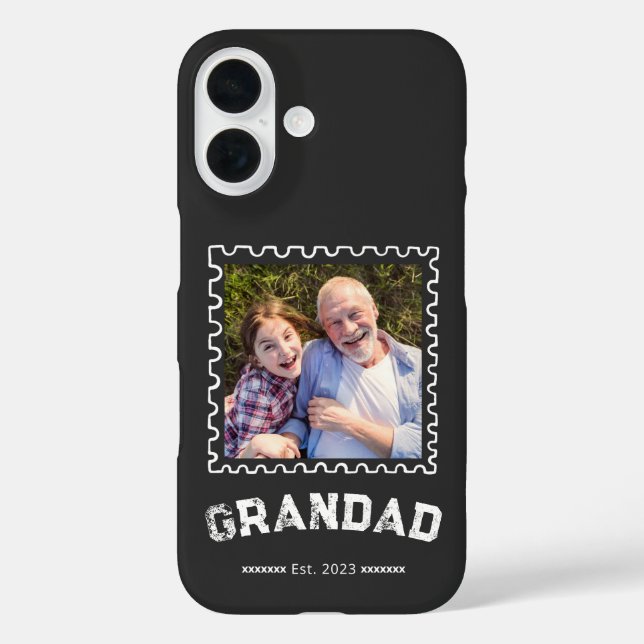 Black Grandad Established Typography Photo Case-Mate iPhone Case (Back)