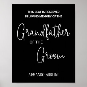 Black Grandfather of the Groom Memorial Wedding Poster