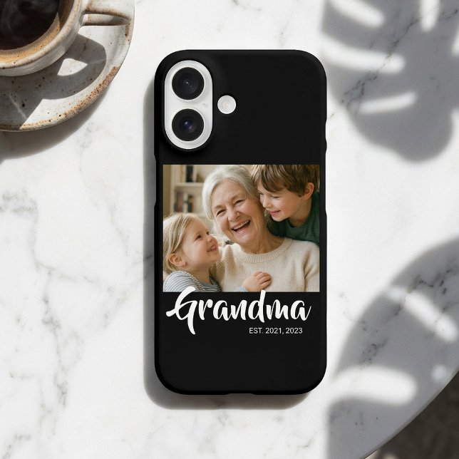 Black Grandma Established Script Photo iPhone 16 Case (Grandma Established Script Photo Phone Case)