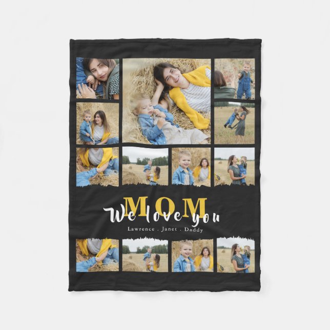 Black grandma Mum  photo collage mothers day  Flee Fleece Blanket (Front)