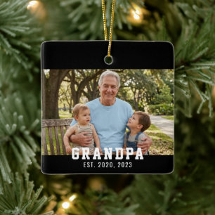 Black Grandpa Established Photo  Ceramic Ornament