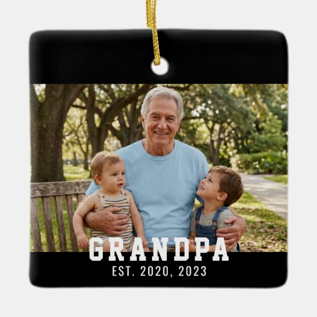 Black Grandpa Established Photo  Ceramic Ornament (Front)