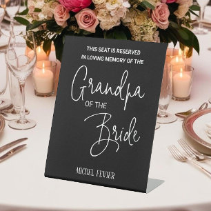 Black Grandpa of the Bride Memorial Seat Wedding Pedestal Sign