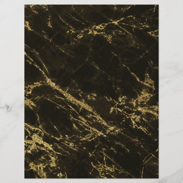 Black Granite Marble Gold Veins 2 Scrapbook Paper (Front)