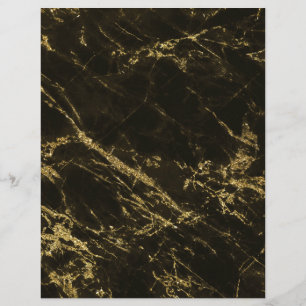 Black Granite Marble Gold Veins 2 Scrapbook Paper