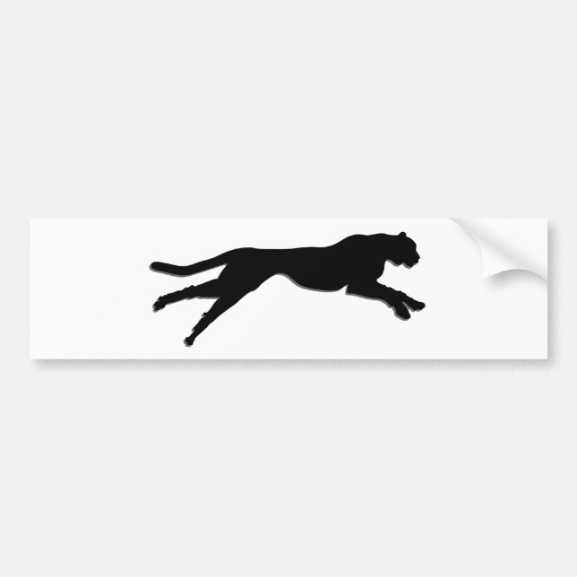 Black graphic art cheetah bumper sticker (Front)