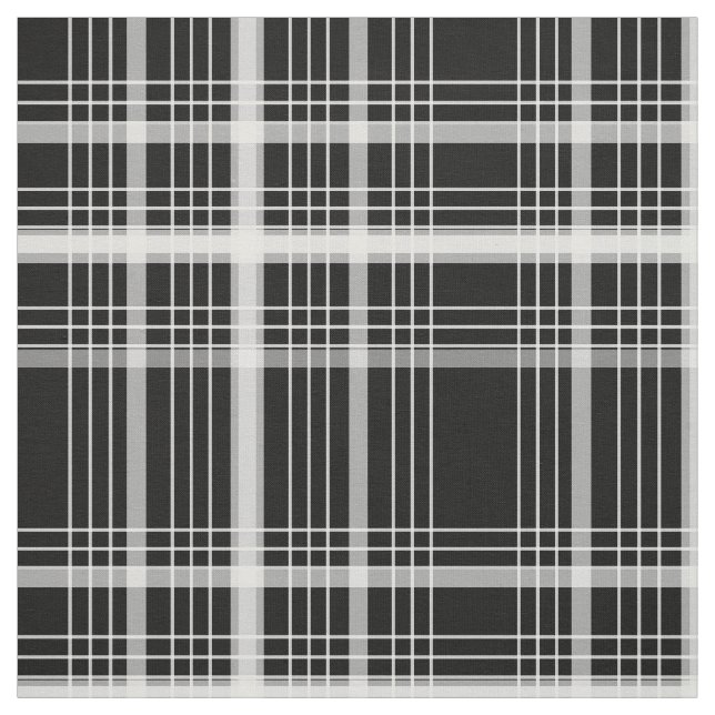 Black Graphic Windowpane Plaid Check Fabric (Swatch)