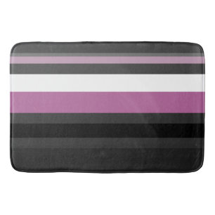 Black, Gray and White Stripes Bath Mat