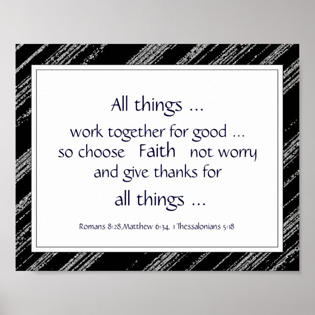 Black Gray  Bible Scripture Encouragement Quotes Poster (Front)