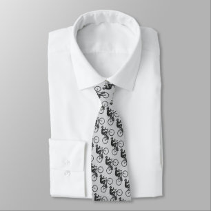 Black Gray Biking Biker Cyclist Lovers Pattern Art Tie