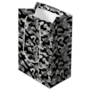 Black Gray Camo Pattern Medium Gift Bag