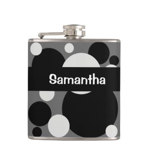 Black gray circle dots drinking flask