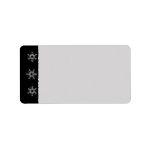 Black Gray Glitter Snowflakes Return Address Label