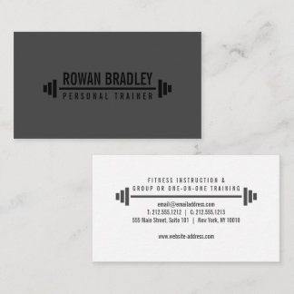 Black & Gray Minimalist Personal Trainer Fitness Business Card
