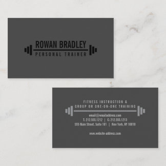 Black & Gray Minimalist Personal Trainer Fitness Business Card