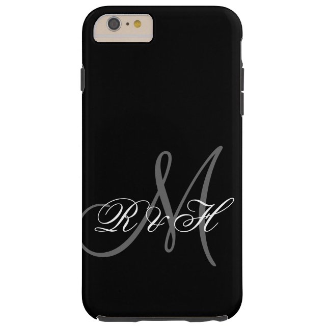 BLACK GRAY MONOGRAM INITIALS Case-Mate iPhone CASE (Back)