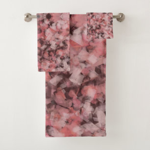 Black Gray Pink White Modern Geometric Abstract Bath Towel Set