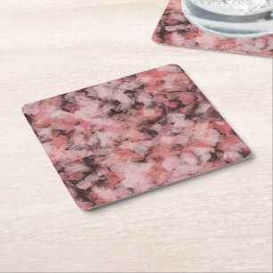 Black Gray Pink White Modern Geometric Abstract  Square Paper Coaster