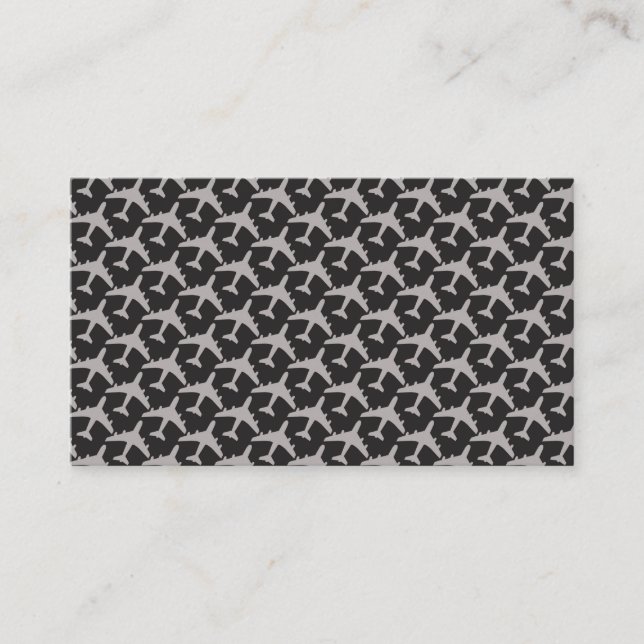 Black Gray Plane Airplanes Pilot Plane Aviation Business Card (Front)