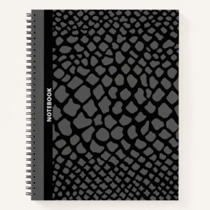 BLACK & GRAY SERPENTINE ELEGANCE SNAKE SKIN PRINT NOTEBOOK