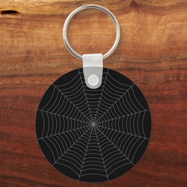 Black gray spider web Halloween pattern Key Ring (Front)