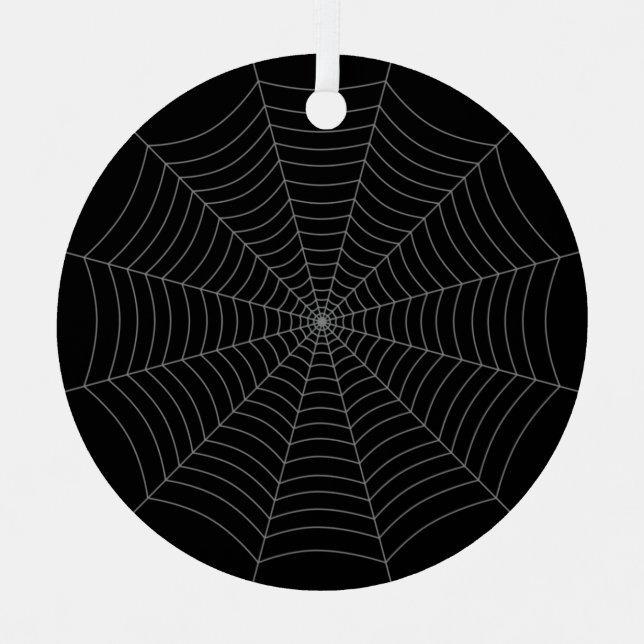 Black gray spider web Halloween pattern Metal Tree Decoration (Front)