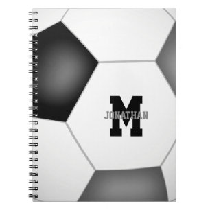 black gray team colors girls boys soccer notebook