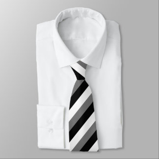 Black Gray White Striped Tie