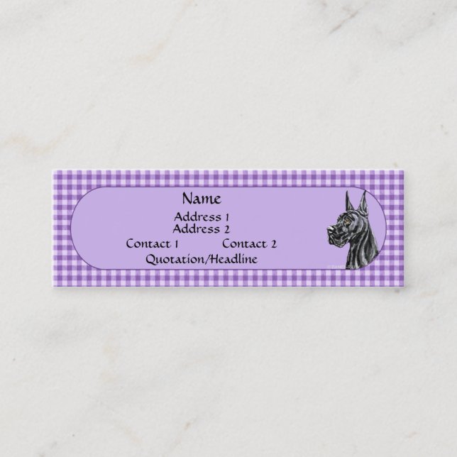 Black Great Dane Check Profile Card (Front)