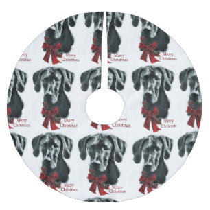 Black Great Dane Christmas Brushed Polyester Tree Skirt