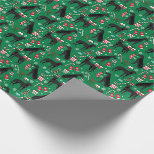 Black Great Dane christmas dog Wrapping Paper