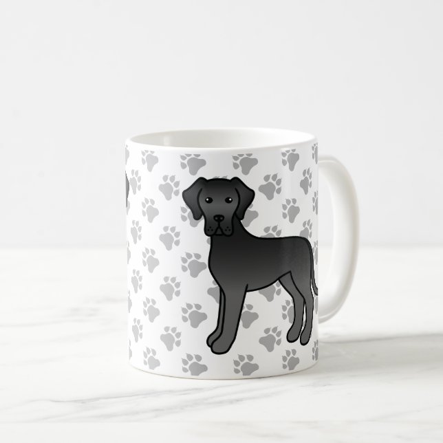 Black Great Dane Cute Cartoon Dog Coffee Mug (Front Right)