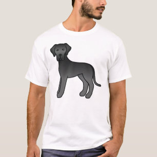 Black Great Dane Cute Cartoon Dog T-Shirt