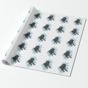 Black Great Dane Laying in the Snowflakes  Wrapping Paper